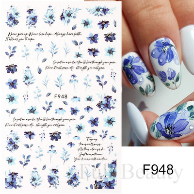 Piekariņi, ziedi, 3D nagu uzlīmes, rozā purpursarkani ziedi, lilija, tulpe, ziedu nagu mākslas uzlīmes, slīdņi, vasaras augļu manikīra dekorācijas