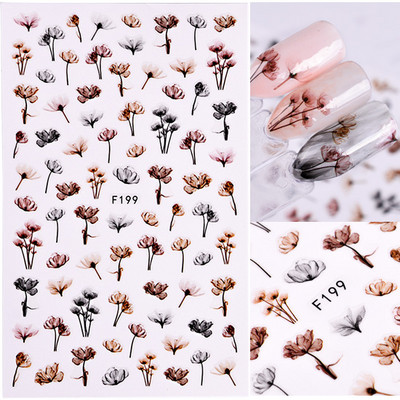Piekariņi, ziedi, 3D nagu uzlīmes, rozā purpursarkani ziedi, lilija, tulpe, ziedu nagu mākslas uzlīmes, slīdņi, vasaras augļu manikīra dekorācijas
