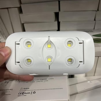 6W Мини лампа за сушене на нокти UV LED Micro USB Машина за втвърдяване на гел лак Бяло Розово Домашна употреба за сушене на лакове за нокти Инструменти за лак #*