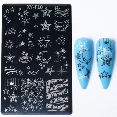 1gab Lapas Ziedi Nagu apzīmogošanas plāksnes Pavasara Lapu Ziedu tauriņu līnijas dizains Nagu lakas apdrukas trafaretu veidnes rīki