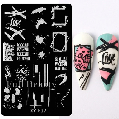 1gab Lapas Ziedi Nagu apzīmogošanas plāksnes Pavasara Lapu Ziedu tauriņu līnijas dizains Nagu lakas apdrukas trafaretu veidnes rīki