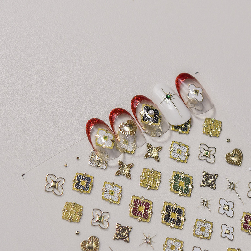 Augstas kvalitātes nagu mākslas uzlīme Zelts Sudrabs Melns Balts Karaliskais dārgakmens DIY Manikīra uzlīme Dekorācija T-2802