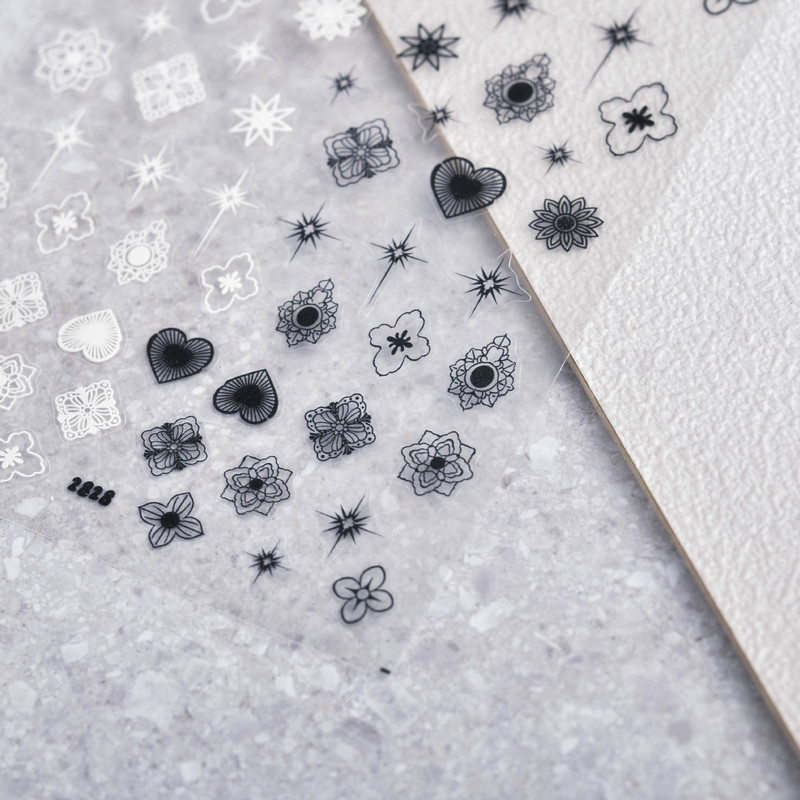 Augstas kvalitātes nagu mākslas uzlīme Zelts Sudrabs Melns Balts Karaliskais dārgakmens DIY Manikīra uzlīme Dekorācija T-2802