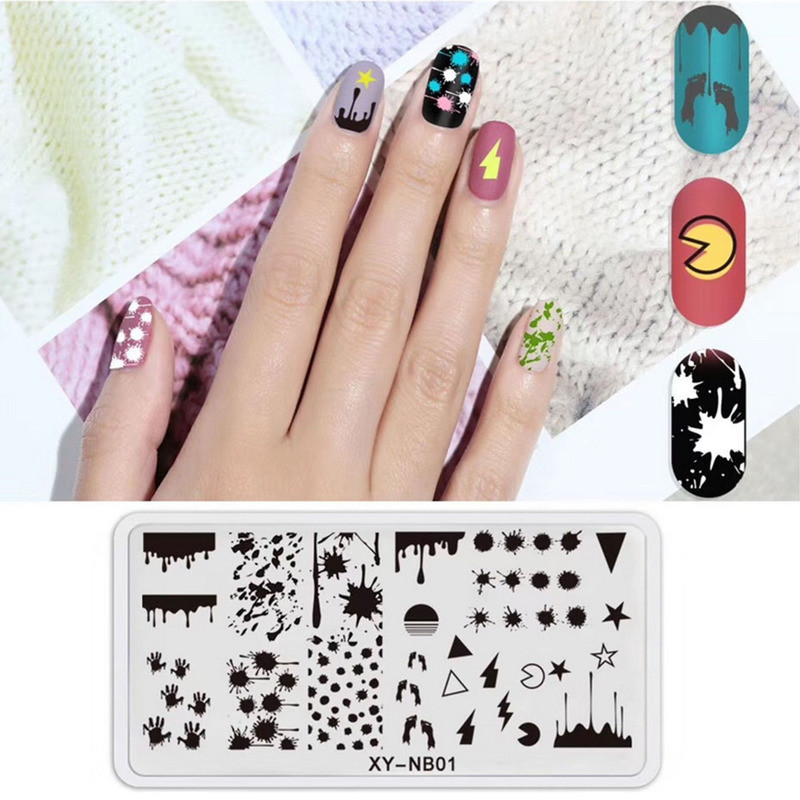 Nagu apzīmogošanas plāksnes Jauki dzīvnieku attēli nagu mākslas veidnes Valentīndienas ziedu ziedu burtu tēmas nagi trafareti drukas rīki