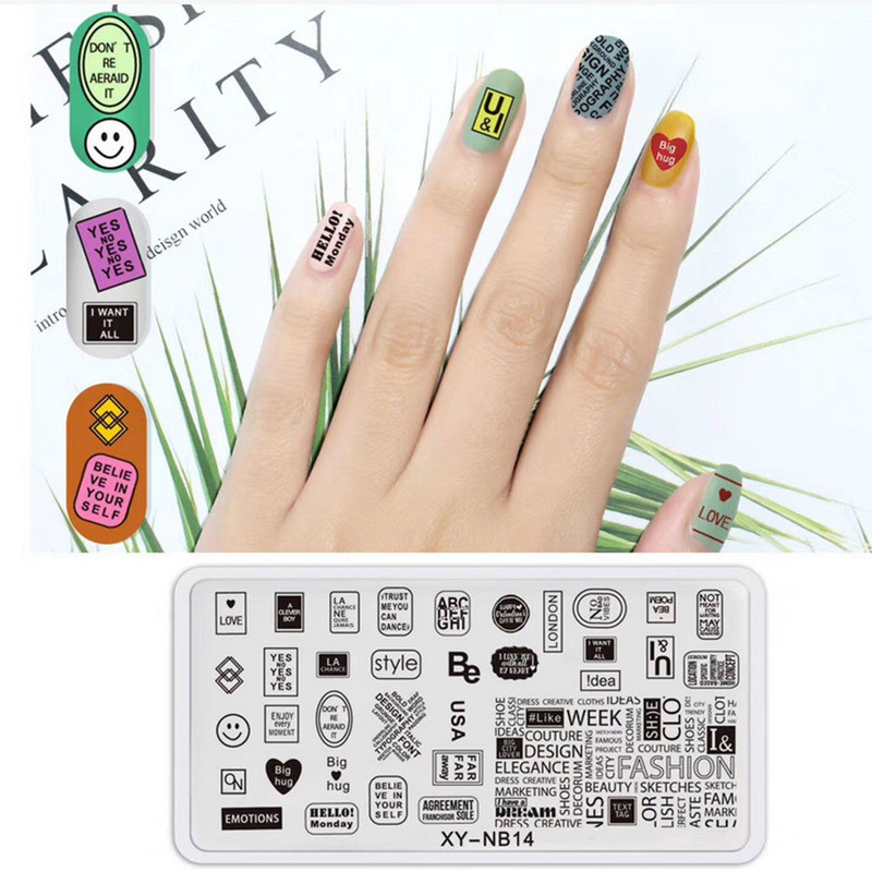 Nagu apzīmogošanas plāksnes Jauki dzīvnieku attēli nagu mākslas veidnes Valentīndienas ziedu ziedu burtu tēmas nagi trafareti drukas rīki