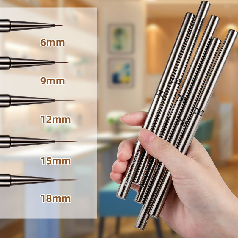 Perie pentru arta unghiilor Liner Perie cu model dungi Perie pentru pictură Acrilic UV Gel Extensie Desen Sculptură Pen Instrument de manichiură DIY