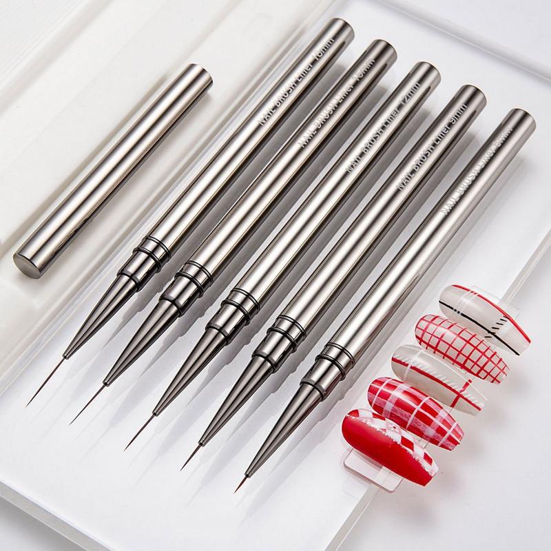 Perie pentru arta unghiilor Liner Perie cu model dungi Perie pentru pictură Acrilic UV Gel Extensie Desen Sculptură Pen Instrument de manichiură DIY
