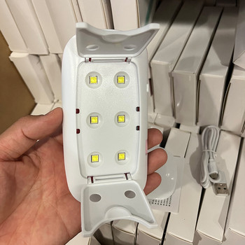 Μίνι στεγνωτήριο νυχιών 6W Φορητό 6 LED Λάμπα UV Λευκό Ροζ Οικιακή Χρήση Λάμπα νυχιών για στέγνωμα Πολυμερικό βερνίκι με καλώδιο USB