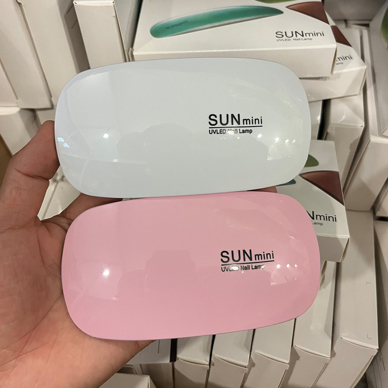 Mini stroj za sušenje noktiju od 6 W, prijenosni, 6 LED UV svjetiljka, bijela, ružičasta, svjetiljka za kućnu upotrebu za sušenje laka za sušenje laka s USB kabelom