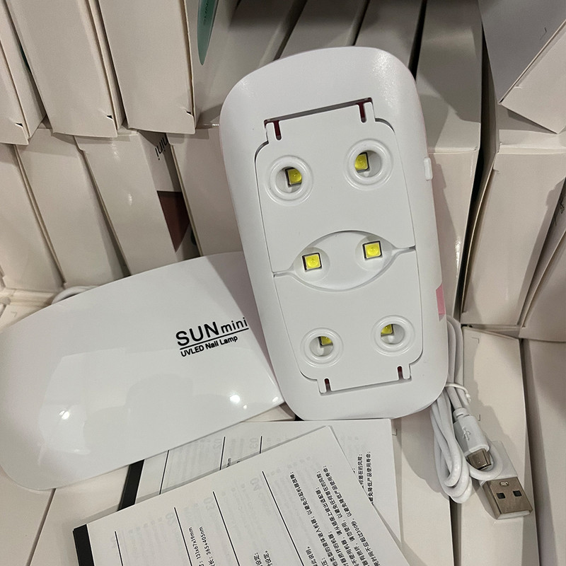 Mini stroj za sušenje noktiju od 6 W, prijenosni, 6 LED UV svjetiljka, bijela, ružičasta, svjetiljka za kućnu upotrebu za sušenje laka za sušenje laka s USB kabelom