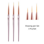 3 kom/komplet Akrilna olovka za crtanje noktiju s francuskim prugama 3D savjeti Olovka za crtanje tankih linija za manikuru Kistovi za UV gel Alati za slikanje