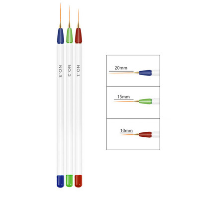 3 kom/komplet Akrilna olovka za crtanje noktiju s francuskim prugama 3D savjeti Olovka za crtanje tankih linija za manikuru Kistovi za UV gel Alati za slikanje