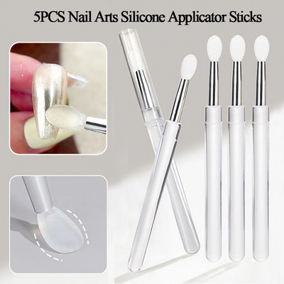 1/3/5 kom Nail Art Silikonski štapići za nanošenje kromiranog pigmenta Prašina za nanošenje manikure Alat za jednostavno tapkanje pigmenta Silikonski četkice za nokte