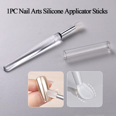 1/3/5 kom Nail Art Silikonski štapići za nanošenje kromiranog pigmenta Prašina za nanošenje manikure Alat za jednostavno tapkanje pigmenta Silikonski četkice za nokte