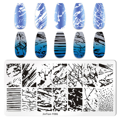 Kosmosa zvaigžņotā debess Mēness nagu apzīmogošanas plāksnes Zvaigznes Kosmoss Astronauts Visums Pattern Nail Art Attēla veidne Manikīra trafareta rīks