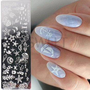 Summer Ocean Animal Nail Stamping Plates Flower Fruit Butterfly Line Printing Stencil Nail Stamp Templates Nail Art Tools KEFB