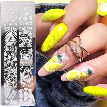Summer Ocean Animal Nail Stamping Plates Flower Fruit Butterfly Line Printing Stencil Nail Stamp Templates Nail Art Tools KEFB
