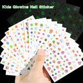 20KOM Dječje svjetleće naljepnice za nokte Crtani uzorci Slatka naljepnica za nokte 3D samoljepljivi dizajni životinja za male djevojčice