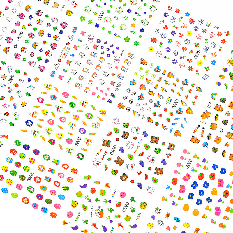 20KOM Dječje svjetleće naljepnice za nokte Crtani uzorci Slatka naljepnica za nokte 3D samoljepljivi dizajni životinja za male djevojčice