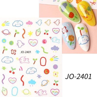 Mīlīgs melns kaķis nagu uzlīmes uzlīmes 3D kaķu ziedi nagu mākslas rotājumi jauki multfilmas slīdņi vasaras manikīrs