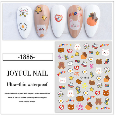 Mīlīgs melns kaķis nagu uzlīmes uzlīmes 3D kaķu ziedi nagu mākslas rotājumi jauki multfilmas slīdņi vasaras manikīrs