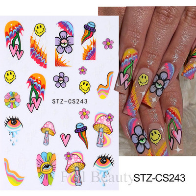 Mīlīgs melns kaķis nagu uzlīmes uzlīmes 3D kaķu ziedi nagu mākslas rotājumi jauki multfilmas slīdņi vasaras manikīrs