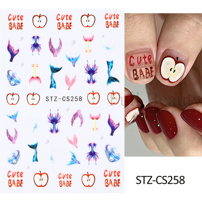 Mīlīgs melns kaķis nagu uzlīmes uzlīmes 3D kaķu ziedi nagu mākslas rotājumi jauki multfilmas slīdņi vasaras manikīrs