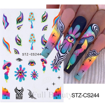 Mīlīgs melns kaķis nagu uzlīmes uzlīmes 3D kaķu ziedi nagu mākslas rotājumi jauki multfilmas slīdņi vasaras manikīrs