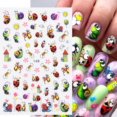 Mīlīgs melns kaķis nagu uzlīmes uzlīmes 3D kaķu ziedi nagu mākslas rotājumi jauki multfilmas slīdņi vasaras manikīrs