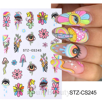 Mīlīgs melns kaķis nagu uzlīmes uzlīmes 3D kaķu ziedi nagu mākslas rotājumi jauki multfilmas slīdņi vasaras manikīrs