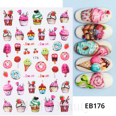 Mīlīgs melns kaķis nagu uzlīmes uzlīmes 3D kaķu ziedi nagu mākslas rotājumi jauki multfilmas slīdņi vasaras manikīrs