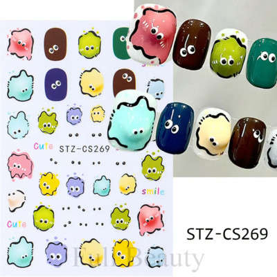 Mīlīgs melns kaķis nagu uzlīmes uzlīmes 3D kaķu ziedi nagu mākslas rotājumi jauki multfilmas slīdņi vasaras manikīrs