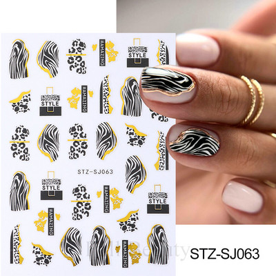 Mīlīgs melns kaķis nagu uzlīmes uzlīmes 3D kaķu ziedi nagu mākslas rotājumi jauki multfilmas slīdņi vasaras manikīrs