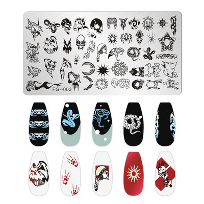 Halloween Ploče za utiskivanje noktiju lubanja Bundeva Pravokutnik Predložak Šablone Nail Art Stamp Slika Ploča Manikura Alati za ispis noktiju