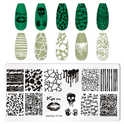 Halloween Ploče za utiskivanje noktiju lubanja Bundeva Pravokutnik Predložak Šablone Nail Art Stamp Slika Ploča Manikura Alati za ispis noktiju