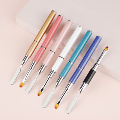 1 τμχ Βούρτσες Nail Art Dual Ended Acrylic UV Gel Extension Builder Flower Painting Pen Brush Remover Spatula Stick Εργαλεία μανικιούρ