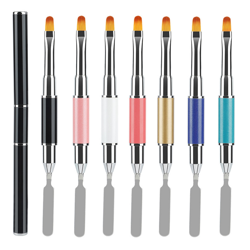 1kom Dual Ended Nail Art Kistovi Akrilni UV Gel Extension Builder Flower Painting Pen Sredstvo za uklanjanje kistova Spatula Štap Alati za manikuru
