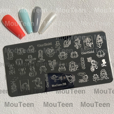 Crtane pločice za utiskivanje noktiju Debela mačka Slatka mačka Pečat za nokte Animal Cat pločice za nokte #208