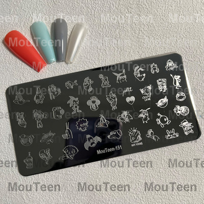 Crtane pločice za utiskivanje noktiju Debela mačka Slatka mačka Pečat za nokte Animal Cat pločice za nokte #208