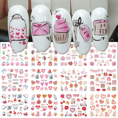 12 dizajna Pink Unicorn Water Transfer Slider Rainbow Horse Ice Cream Srce Crtić Anime Naljepnica za nokte Poliranje Ukrasi za nokte