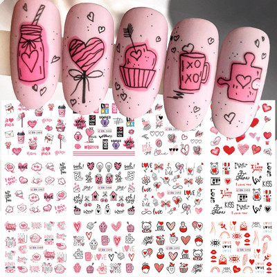 12 dizajna Pink Unicorn Water Transfer Slider Rainbow Horse Ice Cream Srce Crtić Anime Naljepnica za nokte Poliranje Ukrasi za nokte