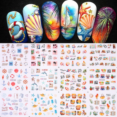 12 dizajna Pink Unicorn Water Transfer Slider Rainbow Horse Ice Cream Srce Crtić Anime Naljepnica za nokte Poliranje Ukrasi za nokte