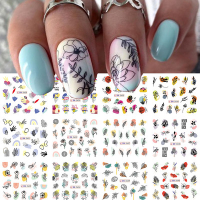 12 dizajna Pink Unicorn Water Transfer Slider Rainbow Horse Ice Cream Srce Crtić Anime Naljepnica za nokte Poliranje Ukrasi za nokte