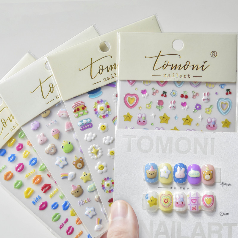 Line Flower Powder Blusher Love Heart augstas kvalitātes želejas sērijas līmējošās nagu uzlīmes nagu mākslas dekorācijas uzlīmes Design T-2830