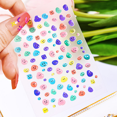 1 gab Kawaii Jelly Eye Zemeņu Augļu Nail Art Uzlīmes Funny Mouth Monster Bean Adhesive Slider Decals Manikīra dekorēšanai