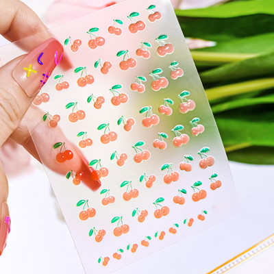 1 gab Kawaii Jelly Eye Zemeņu Augļu Nail Art Uzlīmes Funny Mouth Monster Bean Adhesive Slider Decals Manikīra dekorēšanai