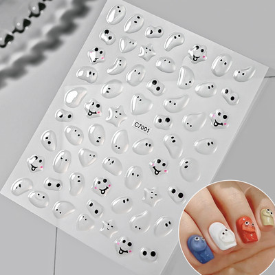 1 gab Kawaii Jelly Eye Zemeņu Augļu Nail Art Uzlīmes Funny Mouth Monster Bean Adhesive Slider Decals Manikīra dekorēšanai