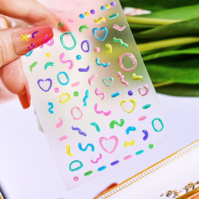 1 gab Kawaii Jelly Eye Zemeņu Augļu Nail Art Uzlīmes Funny Mouth Monster Bean Adhesive Slider Decals Manikīra dekorēšanai