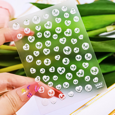 1 gab Kawaii Jelly Eye Zemeņu Augļu Nail Art Uzlīmes Funny Mouth Monster Bean Adhesive Slider Decals Manikīra dekorēšanai