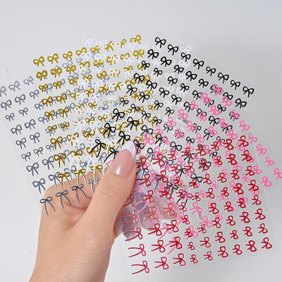 6 listova Vrpce Bowknots Naljepnice za nokte 3D slatka mašna Nail Tips Decora Decals Zlatne/Srebrne/Pink Bowknots Nail Charms Ljepljivi klizači